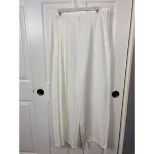 Ursime Women's High-Waisted Wide Leg Trousers Side Pleated Details Size L NWT